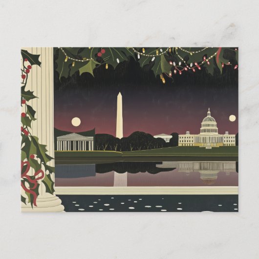 Postale Carte Art déco de Washington DC Cityscape (Devant)