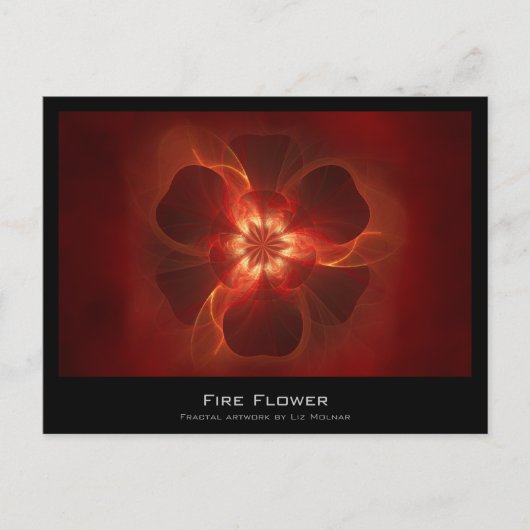 Postale Carte Artiste Fractée Fleur Feu (Devant)
