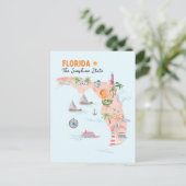Postale Carte artistique de l'État de Floride à l'aquarell (Debout devant)