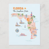 Postale Carte artistique de l'État de Floride à l'aquarell (Devant)