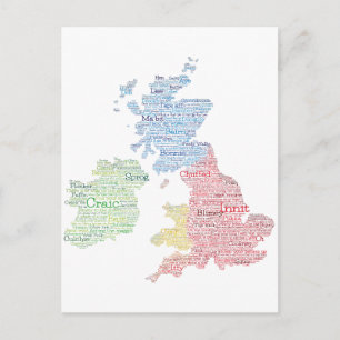 Postale Carte artistique des mots d'argot du Royaume-Uni /