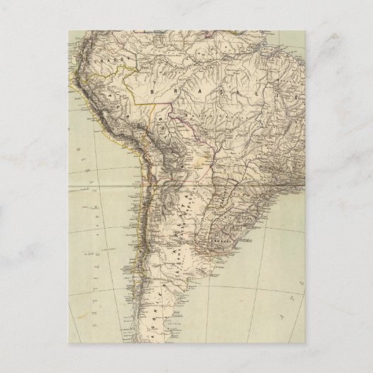 Postale Carte Atlas Amérique du Sud (Devant)