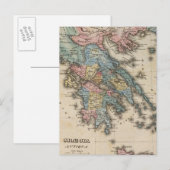 Postale Carte Atlas de la Grèce en couleurs complètes (Devant / Derrière)