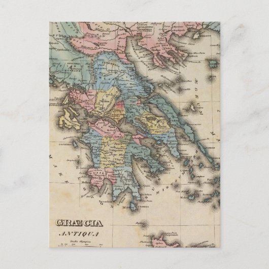 Postale Carte Atlas de la Grèce en couleurs complètes (Devant)