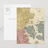 Postale Carte Atlas du Danemark (Devant / Derrière)