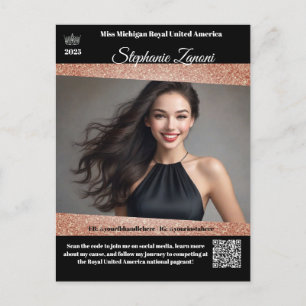 Postale Carte auto-graphique Promo Pageant Code QR