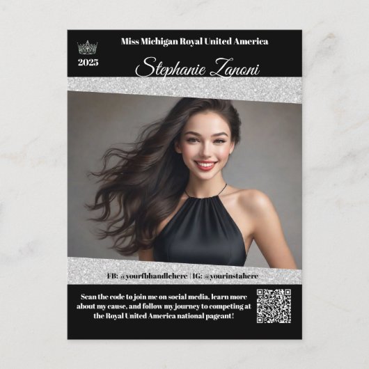 Postale Carte auto-graphique Promo Pageant | Code QR (Devant)