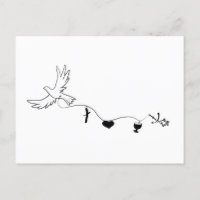 Carte avec colombe de paix et symboles chrétiens