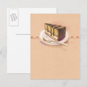 Postale Carte avec gâteau à l'aquarelle peinte (Devant / Derrière)