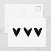 Postale Carte avec trois coeurs noirs mignons (Devant / Derrière)