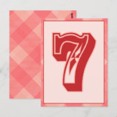 Postale Carte Bannière de typographie rose Numéro "7" (Devant / Derrière)