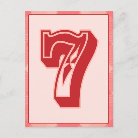 Postale Carte Bannière de typographie rose Numéro "7" (Devant)