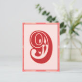 Postale Carte Bannière de typographie rose Numéro "9" (Debout devant)