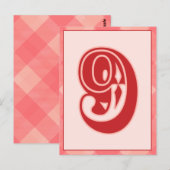 Postale Carte Bannière de typographie rose Numéro "9" (Devant / Derrière)