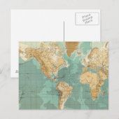 Postale Carte bathygraphique mondiale (Devant / Derrière)