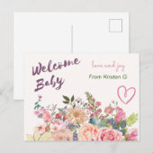 Postale Carte bébé de bienvenue pour cadeau bébé (Devant / Derrière)