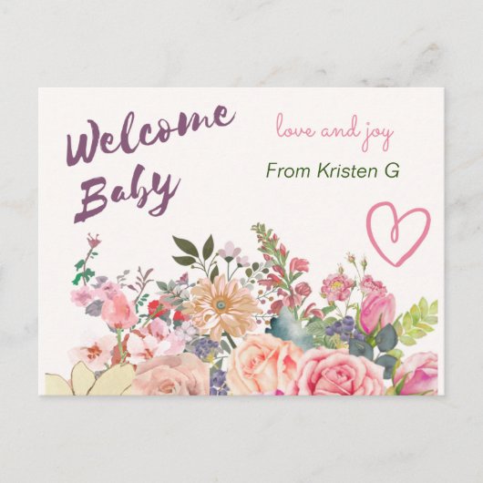 Postale Carte bébé de bienvenue pour cadeau bébé (Devant)