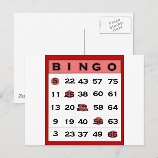 Postale carte bingo (Devant / Derrière)