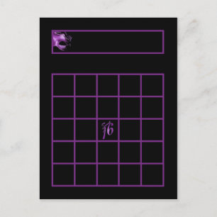 Postale Carte Bingo Écrite Sweet 16 violet Lilac noir