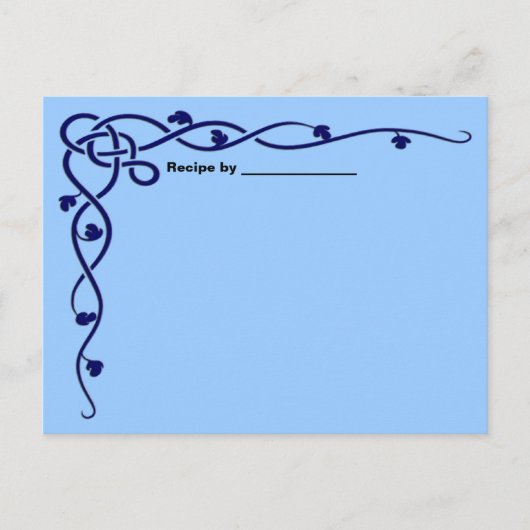 Postale Carte blanche Recette Vine Feuille Bleue (Devant)