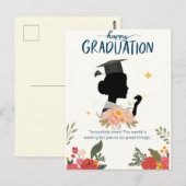 Postale Carte Bleu Illustrative Happy Graduation (Devant / Derrière)