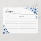 Postale Carte Bohème Dusty Blue Floral Recette (Devant)