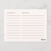 Postale Carte Boho Automne Bohemian Recette pour la Mariée (Dos)