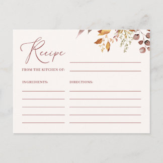 Postale Carte Boho Automne Bohemian Recette pour la Mariée