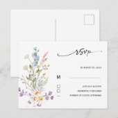 Postale Carte Boho Fleur sauvage Rsvp (Devant / Derrière)