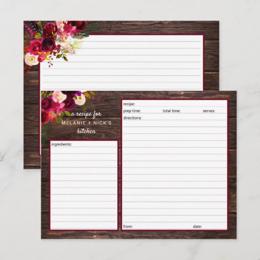 Postale Carte Boho Rustic Recette (Devant / Derrière)