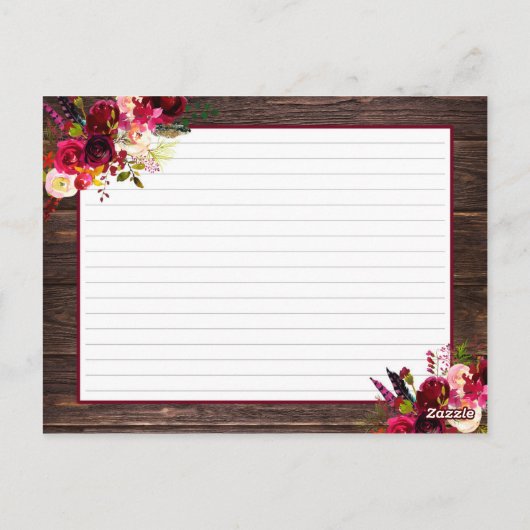 Postale Carte Boho Rustic Recette (Dos)