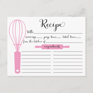 Postale Carte BridalRecipe de Whisk rose Lettré à la main