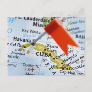 Postale Carte broche placée à La Havane, Cuba sur la carte