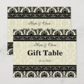 Postale Carte cadeau Cream & Black Damask (Devant / Derrière)