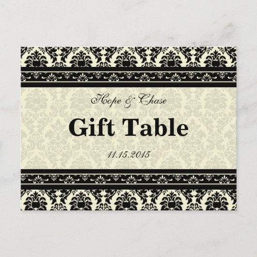 Postale Carte cadeau Cream & Black Damask (Devant)