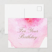 Postale Carte cadeau d'anniversaire aquarelle abstraite ro (Devant / Derrière)