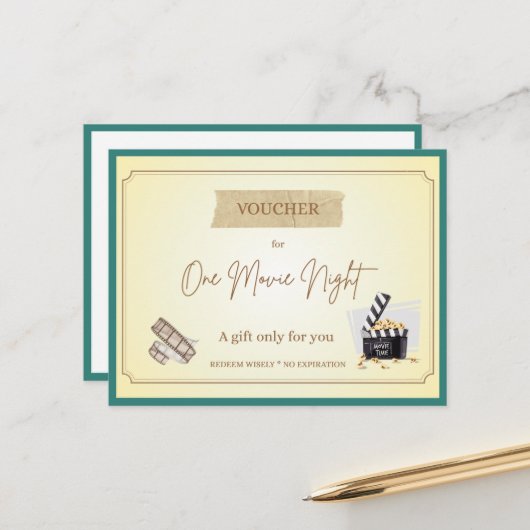 Postale Carte Cadeau Drôle 'Soirée Cinéma' (Devant/Arrière en situation)