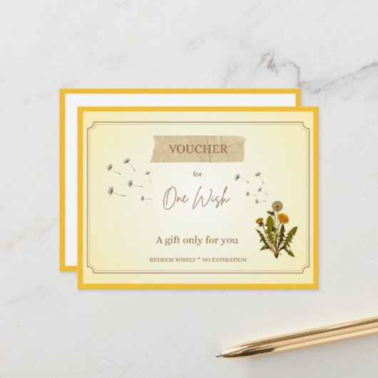 Postale Carte cadeau drôle 'Un Vœu' (Devant/Arrière en situation)