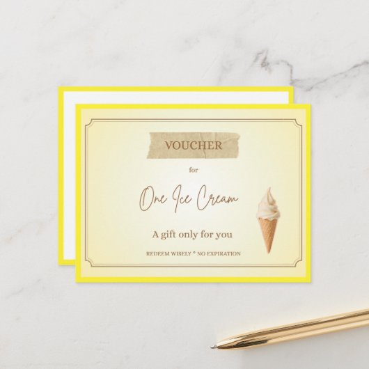 Postale Carte cadeau drôle 'Une glace' (Devant/Arrière en situation)