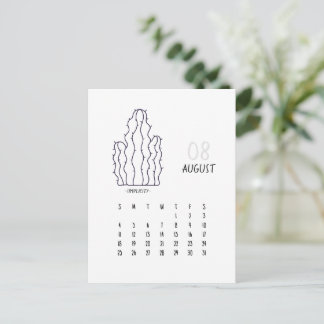 Postale Carte Calendrier Cactus 2024 personnalisable en ao