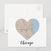 Postale Carte cardiaque de Chicago (Devant / Derrière)