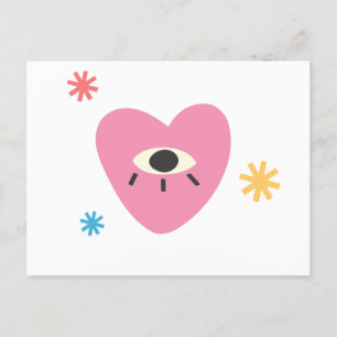 Postale Carte cardiaque rose