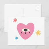 Postale Carte cardiaque rose (Devant / Derrière)