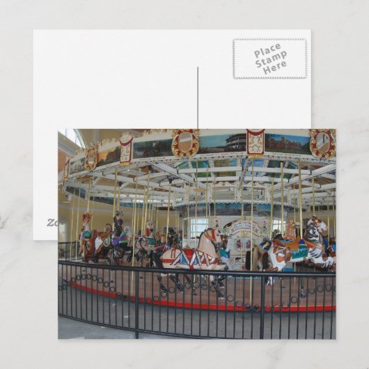 Postale Carte Carousel antique (Devant / Derrière)