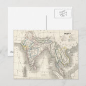 Postale carte carte de l'Inde vintage (Devant / Derrière)