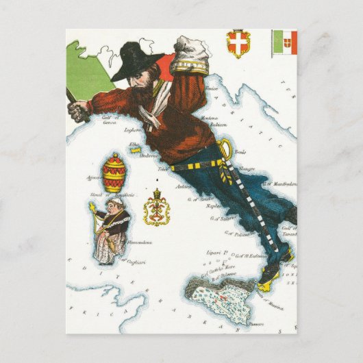 Postale Carte Cartoon vintage de l'Italie (Devant)