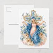 Postale Carte catholique florale bleue de l'Assomption de (Devant / Derrière)