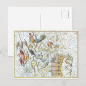 Postale Carte céleste des constellations du ciel sud vinta (Devant / Derrière)