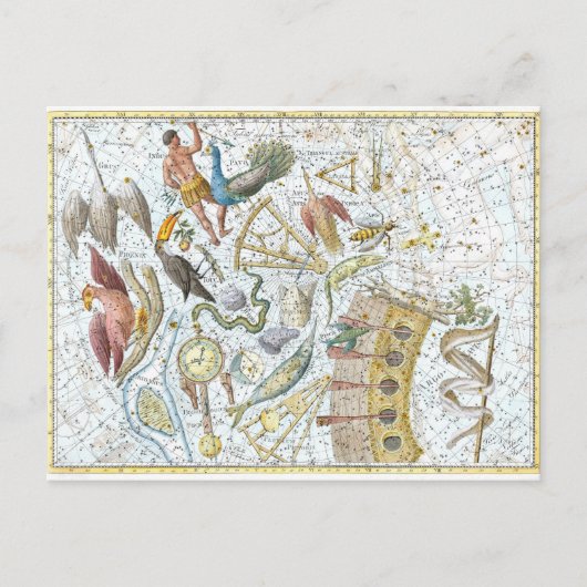 Postale Carte céleste des constellations du ciel sud vinta (Devant)