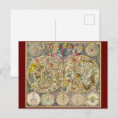 Postale Carte céleste Planisphaerium Coeleste vintage (Devant / Derrière)